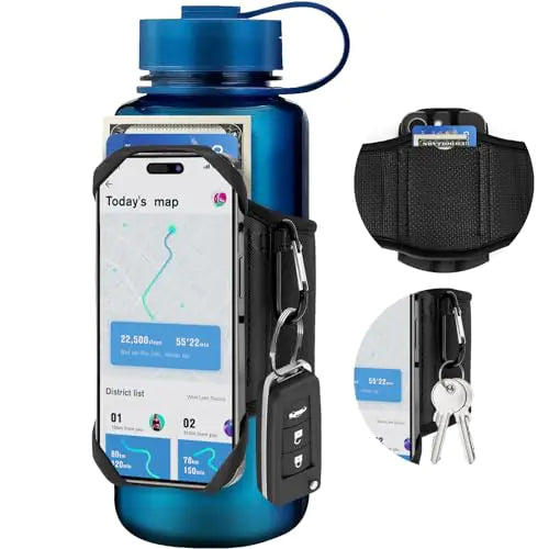 Cikyner Mobile Water Bottle Strap Water Bottle Holder for Mobile Phone 360° Rotatable & Removable Mobile Phone Water Bottle Bag Gym Water Bottle Accessory for 4.5-7 Inch Mobile Phone & 18-40 oz
