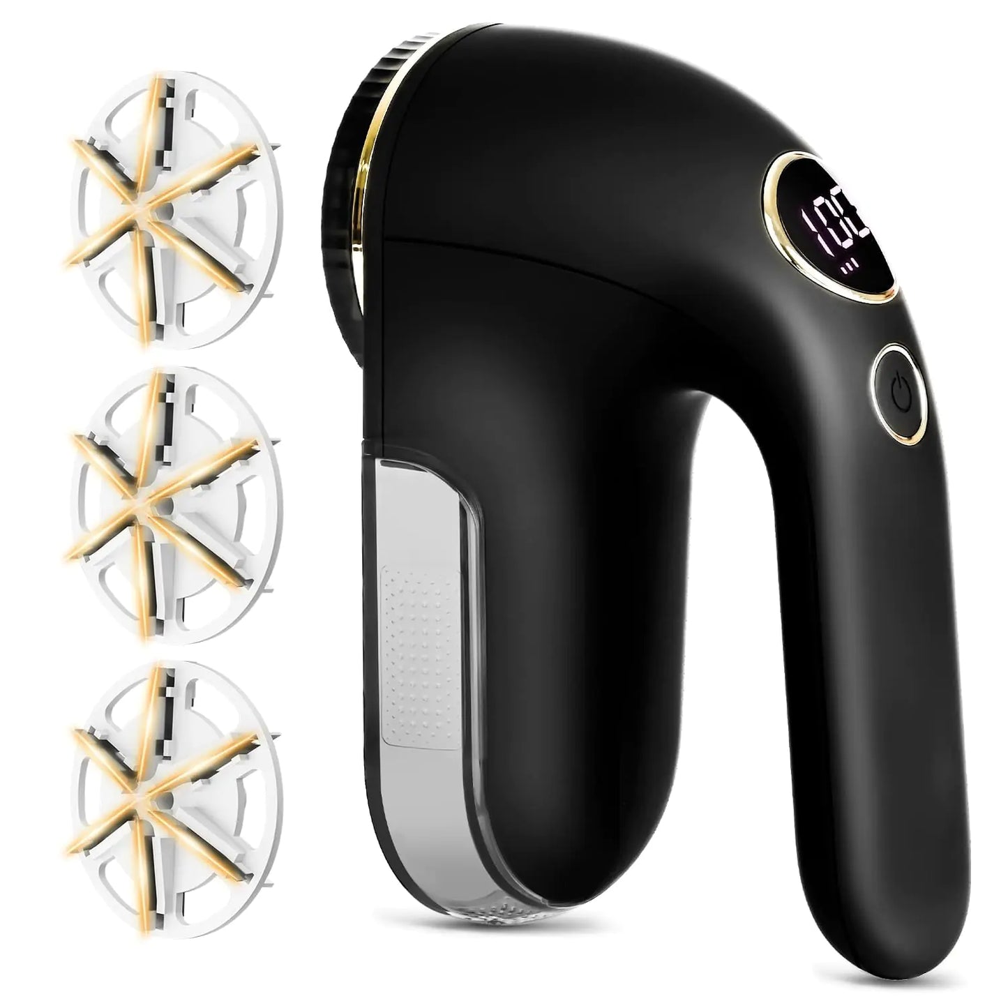 EiLVEEY Fabric Shaver Electric Lint Remover Rechargeable with LED Display 6-Leaves Blades 3-Speeds Adjustment Sweater Shaver to Remove Fuzz Lint Pills for Clothes and Furniture Black