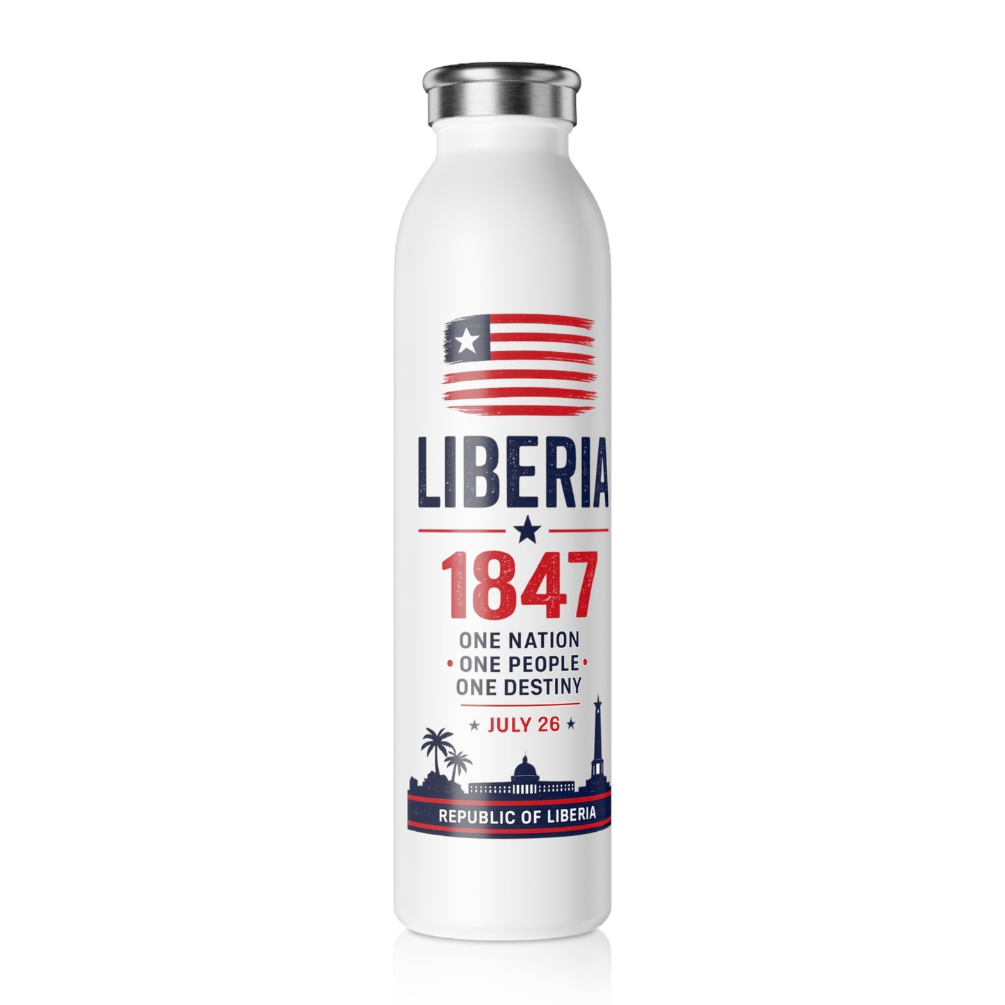 Liberia 1847 Slim Water Bottle – Republic of Liberia Independence Day Stainless Bottle